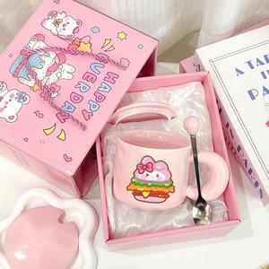 แก้วเซรามิคลายเค้กเฮลโลคิตตี้ น่ารัก สร้างสรรค์ ฝาปิด ใช้กับเครื่องล้างจานได้ คุณภาพดี เหมาะสำหรับเด็กผู้หญิง ใช้ในบ้านหรือที่ทำงาน - Product Image 2