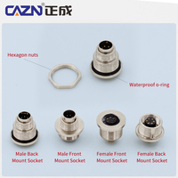 Conector M9 macho hembra de montaje frontal 3,4,5,6,8 pines PCB soldadura Metal impermeable IP67 conector