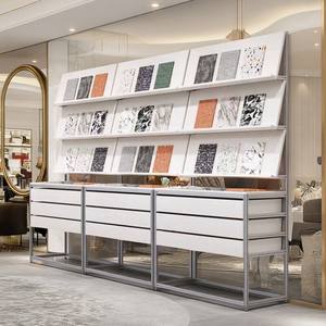 एल्यूमीनियम प्रोफ़ाइल डिचेबल पर्यावरण के अनुकूल आसान असेंबली डिस्प्ले रैक टाइल डीवीडी नमूना शेल्फ मध्य द्वीप मंजिल रैक - Product Image 2