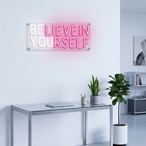 Insegna LED Neon Personalizzata in Acrilico con Scritta 'Believe in Yourself' per Matrimoni e Feste, Consegna Rapida, Design Gratuito, per Etsy - Product Image 1