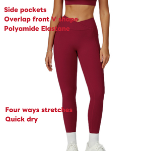 Legging de sport pour femme, collant uni respirant <span class=keywords><strong>en</strong></span> polyamide, taille haute, forme <span class=keywords><strong>en</strong></span> V superposée, legging de yoga et de fitness, Ropa Deportiva Mujer - Product Image 3