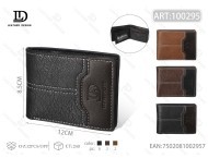 Portafoglio da Uomo in Vera Pelle con Motivo a Palme, Chiusura a Soffietto Corto, Stile Minimalista - Product Image 1