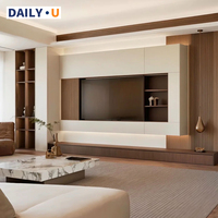 Meuble TV moderne en bois avec LED, écologique, durable, personnalisable, multi-positions (mur/plafond/sol/table), pour salon, avec rangement, lavable