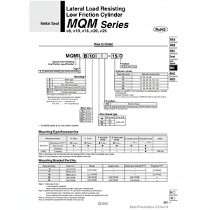 Pièces pneumatiques de cylindre de bas frottement de MQMLL25-100D pneumatique de SMC - Product Image 1