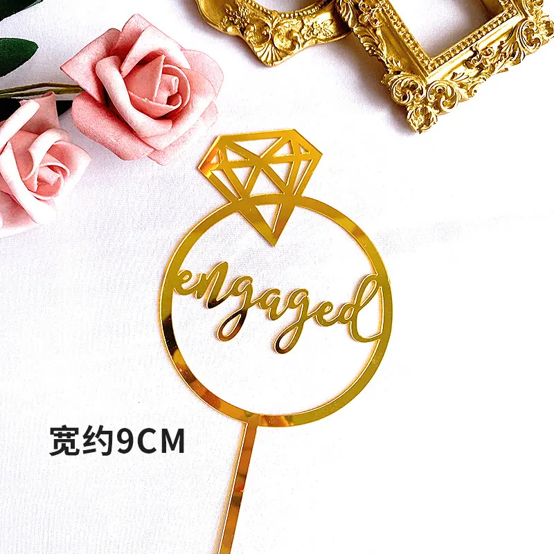 Großhandel neue Gold Acryl Tanabata Kuchen Karte Hersteller direkt für Valentinstag Hochzeitstag Kuchen Topper