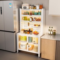 Étagère de four à micro-ondes en pierre frittée de luxe, chariot de cuisine multi-niveaux, chariot de cuisine avec armoire de rangement