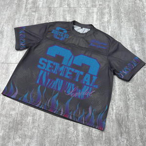 Camiseta deportiva de cuello redondo al por mayor, camiseta de fútbol de malla holgada y extragrande, camiseta de fútbol personalizada, camiseta de streetwear para hombre - Product Image 3