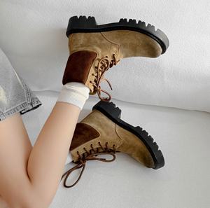 Botas Chelsea de Moda para Mujer, Tacón Alto, Plataforma con Cierre, Punta Redonda, Tallas Grandes, Botines de Cuero Genuino - Product Image 1