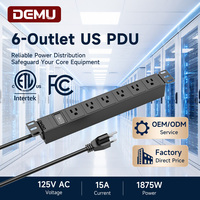 Barre de distribution d'alimentation US PDU à 6 prises, norme américaine, interrupteur de surcharge 15A 1875W, montage en rack