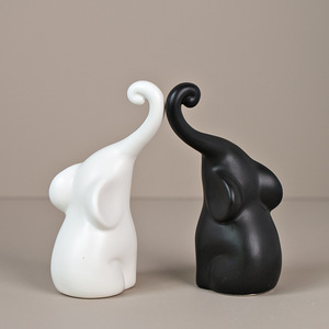 European Style Cute Pair of <b>Elephants</b> Ceramic Ornament for Holiday <b>Gift</b> Home Decor Display - Product Image 3