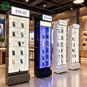 Vitrine d'exposition rétroéclairée pour accessoires de téléphonie mobile, présentoir LED, équipement de magasin de téléphonie mobile, vitrine de téléphones portables, design personnalisé pour la vente au détail - Product Image 1