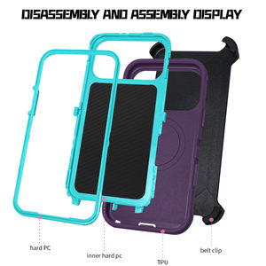 Étui de protection 3 en 1 pour téléphone, Fundas De <span class=keywords><strong>Acrigel</strong></span>, étui magnétique pour iPhone 17 16 15 14 13 12 11, orange, protection magnétique - Product Image 4