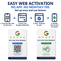 Carte Google Review NFC QR Code PVC CR80 Standard pour Entreprise, Porte-Badge Numérique Portable de Poche, Étanche, Vente en Gros