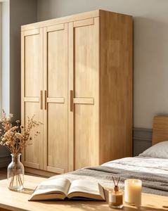 New Arrival Solid Wood Adjustable Freestanding 3-Door Wardrobe Closet for Bedroom Clothes Storage Organizer - Product Image 5
