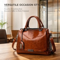 Tas Tangan Wanita Logo Kustom Vintage Hiasan Rivet Tali Lepas Pegangan Atas Model Satchel Dompet Fashion untuk Distributor Grosir