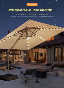 Sombrilla Romana <span class=keywords><strong>para</strong></span> Exteriores, Jardín y Patio con Base y Luces Solares, <span class=keywords><strong>para</strong></span> <span class=keywords><strong>Terraza</strong></span> de Villa, Protección Solar Grande - Product Image 3