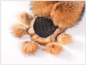 Sombrero de Coyote soviético de piel de <span class=keywords><strong>Ushanka</strong></span> ruso cálido de nieve de mapache Natural hecho a mano para mujer y Niña - Product Image 5
