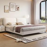 Meubles de chambre à coucher en bois de luxe moderne : Lit double king-size épaissi avec sommier et matelas, et tiroirs de rangement