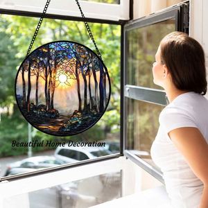 Attrape-soleil en verre teinté artisanal à motif personnalisé, découpé à la main, ornement mural rond pour la maison, décoration artistique - Product Image 2