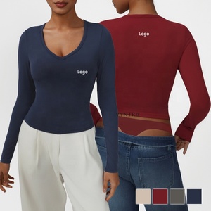 Phụ Nữ Nhanh Chóng Làm Khô Dài Tay Áo V Cổ Áo Sơ Mi Tập Luyện Chạy Chặt Chẽ Mỏng Khiêu Vũ Tập Thể Dục Phòng Tập Thể Dục Thể Thao Mặc T-Shirt Yoga Tee Tops - Product Image 1