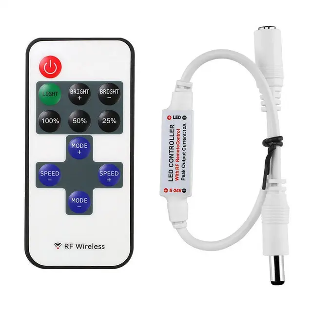 Mini Led Rgb Afstandsbediening DC5-24V 17key Rf Draadloze Controller Met 4pin Vrouwelijke Dc