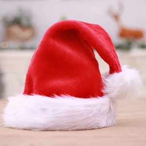 Factory-direct European Style <b>Plush</b> Cloth Christmas Santa Hat with <b>Large</b> Pom-pom for Adults Children Infants-Gift & Decoration - Product Image 1