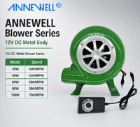 ANNEWELL 30W 1.5A 12V DC Ventilateur Soufflant Centrifuge Métallique à Vitesse Réglable pour Fournaise, Barbecue, OEM ODM