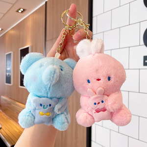 Songshan giocattoli all'ingrosso Mini zaino in peluche decorazione borsa pelosa accessorio morbido cartone animato animale Plushie farcito portachiavi - Product Image 3