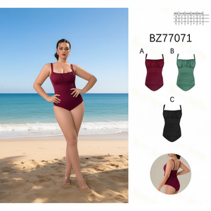 Costume da bagno intero HDJ taglie forti con controllo pancia, vita alta, scollo quadrato, tinta unita, da donna, taglie 38 40 42 44 - Product Image 4