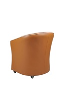 Canapé individuel moderne en cuir PU camel avec roulettes, fauteuil rembourré de style mi-siècle pour hall d'hôtel, réception, club, salon