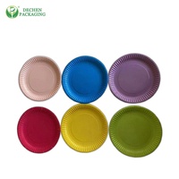 Assiettes en papier rondes jetables personnalisées en gros, multicolores, résistantes à la graisse, pour fêtes, pique-niques, mariages, barbecues, traiteur