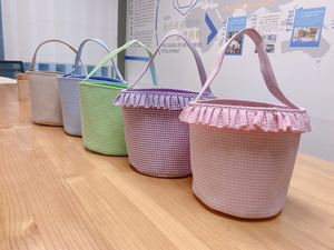 Wholesale Square Child Outdoor <strong>Easter</strong> Decor Bucket Monogram <strong>Egg</strong> <strong>Hunt</strong> Tote Seersucker Ruffle <strong>Easter</strong> <strong>Baskets</strong> - Product Image 3