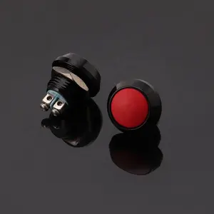 2A Small Push Button Metal Black Momentary Push Button Switch