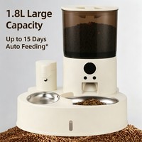Distributeur automatique de nourriture et fontaine à eau 2-en-1 intelligent avec application de contrôle à distance, distribution programmée des portions, grande capacité pour chats et chiens