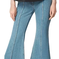 Jeans de Mezclilla para Mujer, Corte Acampanado, Color Azul Claro Lavado, Personalizados, para Damas, Fabricante OEM ODM, Marca Privada