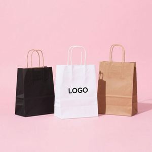 Customized <b>Biodegradable</b> Kraft Paper Bag, White Brown <b>Packaging</b>, Clothing, Socks, Shoes with Their Own Shopping logo - Product Image 1