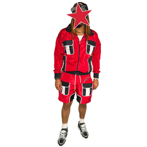 Set di due pezzi con cerniera antivento da uomo con colletto medio colorato a contrasto - Product Image 2