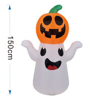 Décoration Gonflable d'Extérieur Classique d'Halloween de 1,5 m : Fantôme Tenant une Citrouille avec LED, Étanche, Mignon et Effrayant pour Jardin et Fêtes