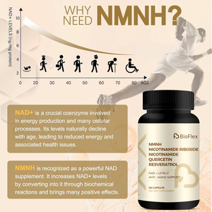 Prix en gros Marque privée 500Mg NMNH Capsule Dihydronicotinamide Mononucléotide Avec Nicotinamide Riboside Quercétine Resvératrol - Product Image 3