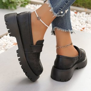 Mocasines de Mujer con Logotipo Personalizado, Cuadrados, con Suela Gruesa, de Cuero PU Brillante, Antideslizantes, Casuales, para Oficina o Vestir - Product Image 6