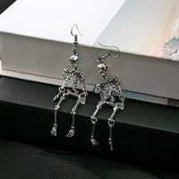 Boucles d'oreilles pendantes Crâne Humanoïde Squelette Halloween Style Européen et Américain, en Alliage de Zinc, Maille Bleue, Style Punk, Bestseller