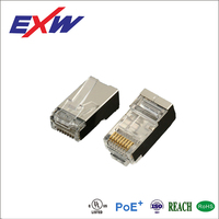 Connecteurs RJ45 blindés Cat5e STP (fil toronné), boîtier métallique 94-V2 50μ 1000 pièces/sac