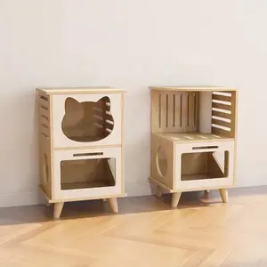 Hot Sales Cat Wooden Furniture Cat House With Removable Cat Bed