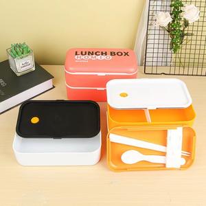 Microwave Safe Material Food <b>Container</b> Compartment Box Dual Tier Kids Stackable Plastic Bento Lunch Box Plastic Portable - Product Image 2
