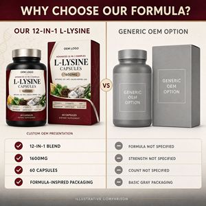 Cápsulas de L-Lisina Avanzada cGMP OEM, Complejo 12 en 1, Suplemento Dietético, 60 Cápsulas con MCT, Vitamina B12, D3, C, Zinc y Magnesio - Product Image 4