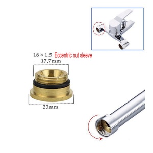 Adaptador de grifo de latón macizo con rosca macho de 18 mm, accesorios para grifos de baño, adaptador desviador, tuerca excéntrica y manguito - Product Image 2