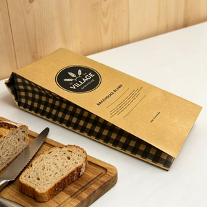 Custom Kraft Paper Gusset Side <b>Bag</b> Food Grade Greaseproof brownie pouch for Baguette <b>Bread</b> <b>Bread</b> Flour Packaging - Product Image 6
