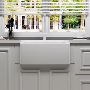 Évier de cuisine en argile réfractaire blanc, style ferme, à tablier, 24 pouces, à cuve unique, pour cuisine résidentielle - Product Image 6