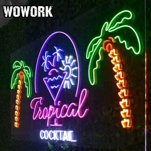 2023 WOWORK led 3D su geçirmez plastik cam RGBW led neon tek kelime şeffaf akrilik neon lambası için doğum günü