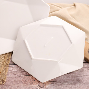 Vaisselle d'hôtel créative en porcelaine renforcée, assiettes hexagonales blanches épaisses pour plats chauds, ensemble d'exportation, compatible micro-ondes, <span class=keywords><strong>moderne</strong></span> - Product Image 2
